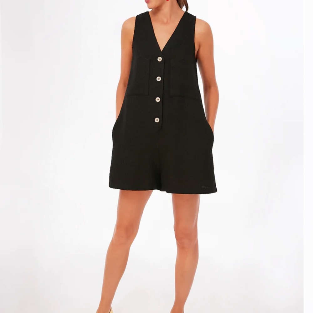 Tuckernuck Black Button-Front Romper NWT